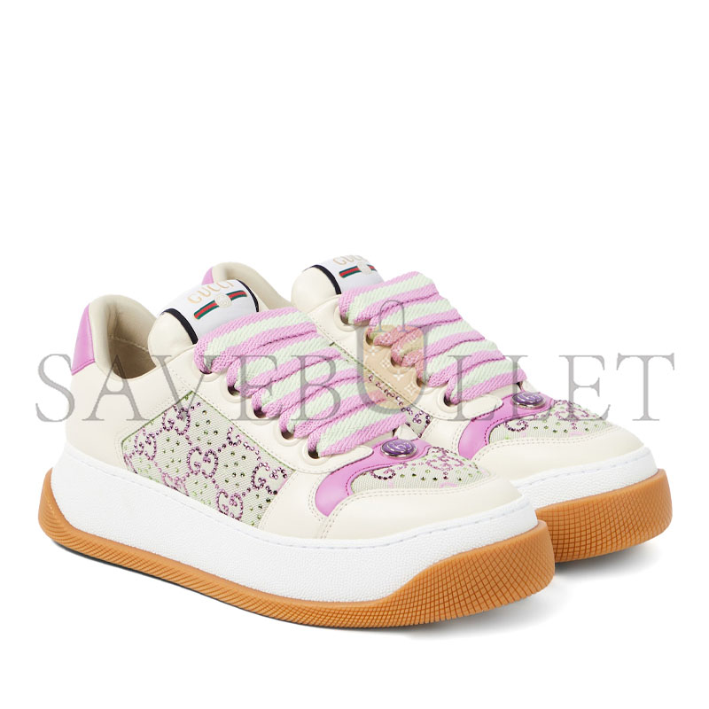 GUCCI SCREENER GG CRYSTAL LEATHER SNEAKERS 